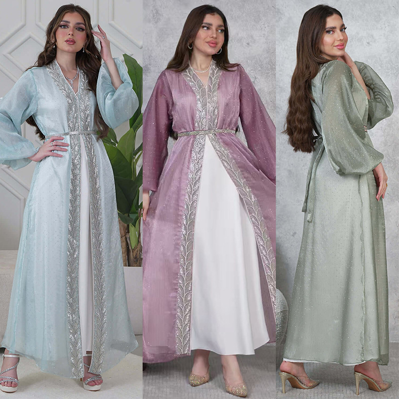 2PCS Muslim Women Dress Dubai  - Embroidery Kebaya ulasan dan harga