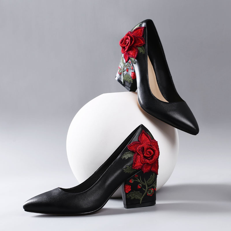 Fashion Yarn Embroidery Red Ro - Embroidery Rose ulasan dan harga