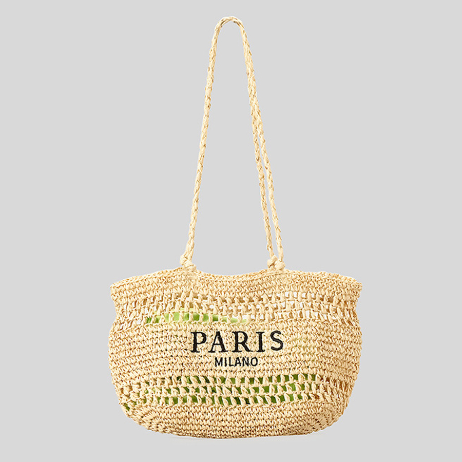 Casual Hollow Straw Tote Bag L - Embroidery Bali ulasan dan harga