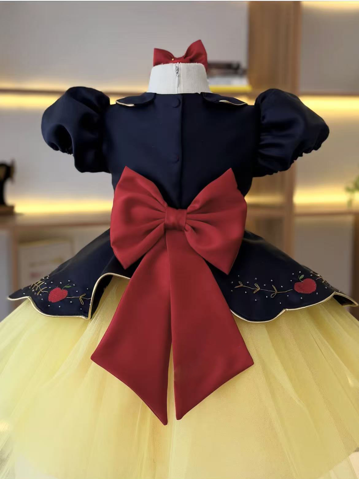Summer Baby Girl Crown Apple E - Embroidery Yellow Dress ulasan dan harga
