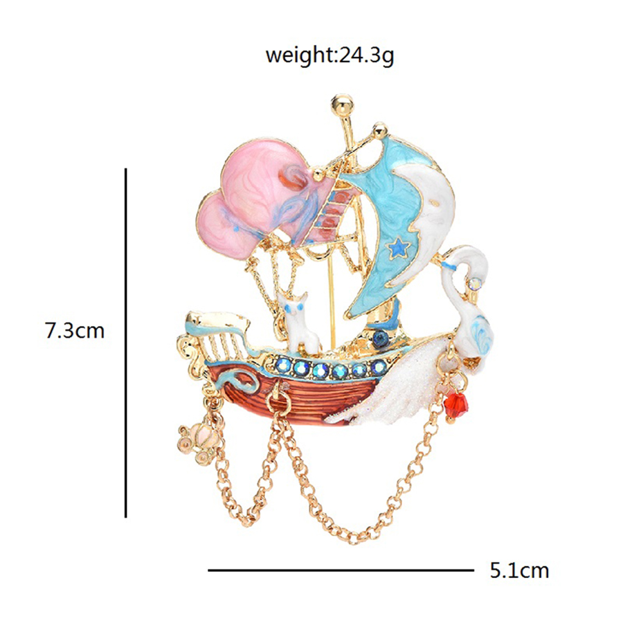 babay Romantic Swan Boat Brooc - Embroidery Bali ulasan dan harga